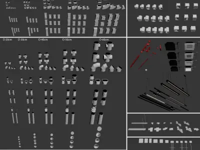 Decorative ceiling - Ventilation system set 01 3D model