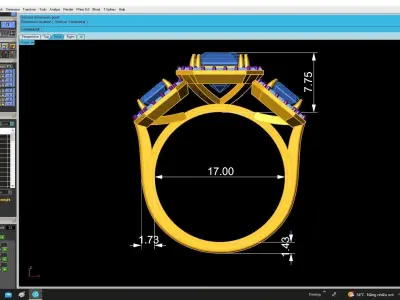 Luxury Three Stone Halo Gemstone Ring for Women 4856 3D print model