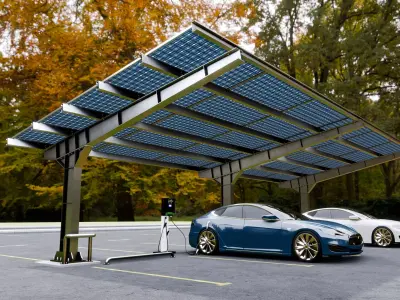 L Type 4 Car Solar Carport 3D model
