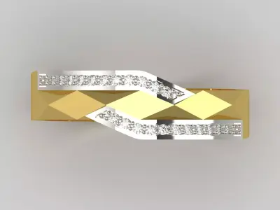 Two-tone Gold STL Ring with Diamonds Model jr00183 3D print model