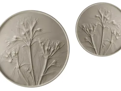 Botanical bas-relief 3D model