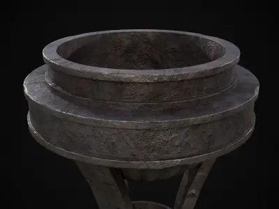 Medieval Rustic Iron Brazier Low-poly 3D model