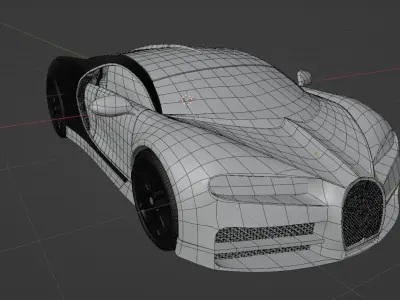 Bugatti chiron with clean quad topology Low-poly 3D model
