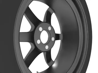 Volk Racing TE37 Rims - with Low profile tires 3D model