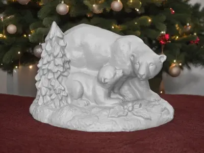 Christmas polar bear 3D print model
