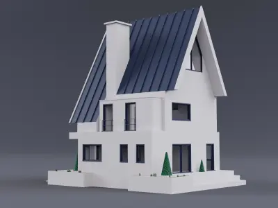Modern houses Free low-poly 3D model