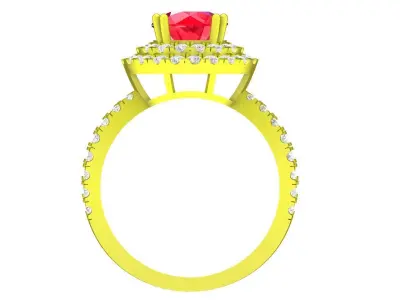 Luxury Halo Diamond Ring Jewelry Model 4546 3D print model