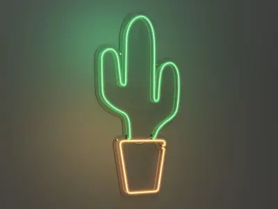 Cactus - Neon Sign 3D model