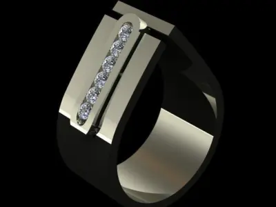 Diamond Golden Band Ring 3D print model