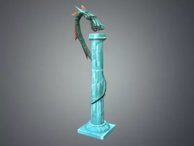 Low Poly Stylize Pillar Dragon Low-poly 3D model