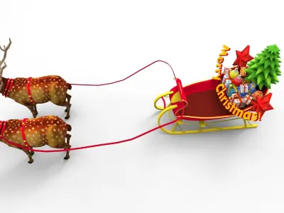 Game Ready Deer Sleigh Low-poly 3D model