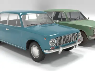80s Russian Car Low poly Low-poly 3D model