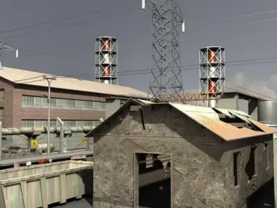 Industrial Buildings Low-poly 3D model