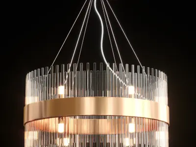 chandelier modern glass and brass Low-poly 3D model