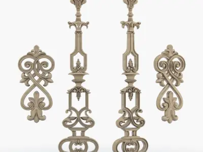Baluster ornate iron railing 3D print model