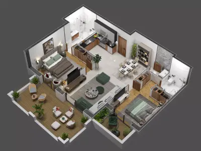 appartment floorplan k4 3D model