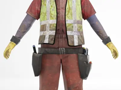 Worker construct Pack Low-poly 3D model Low-poly 3D model