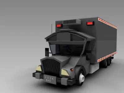 Low Poly Truck Refrigerator Low-poly 3D model