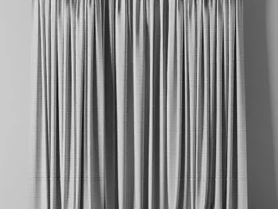 curtain with rod 06 Green Curtain Low-poly 3D model