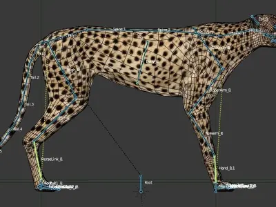 Cheetah running Low-poly 3D model