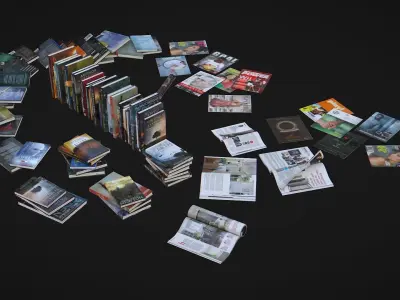 Books and Magazines Low-poly 3D model