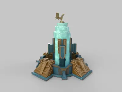 stylized stone tower Low-poly 3D model