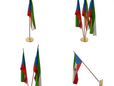 Equatorial Guinea Flag Pack 3D model
