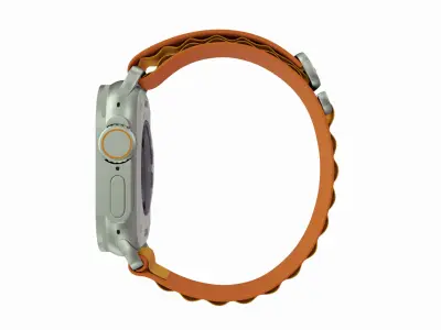 Apple Watch Ultra Titanium Case with Orange Alpine Loop 3ds Max 3D model