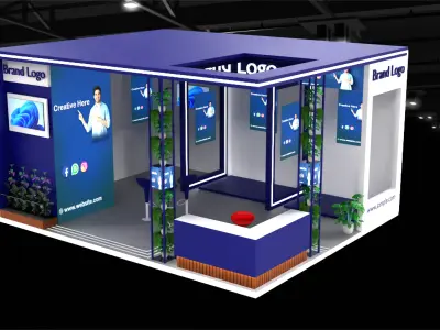 2 Side Open Modern Exhibition Stall Design for Brand Showcases 3D model