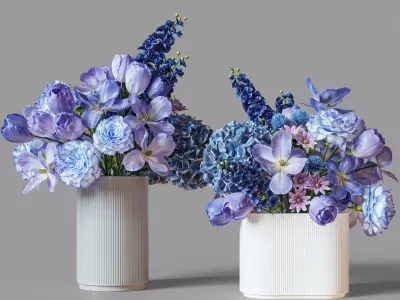 Flower Set 031 Blue Flowers 3D model