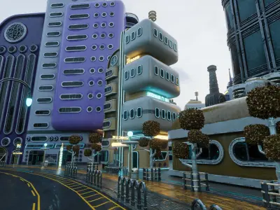SCIFI ATOMPUNK BUILDING 01 Low-poly 3D model