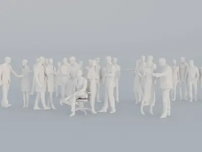 03 LP THIRTIES BUSINESS CASUAL SPORT CROWDS MAN SITTING WOMAN 3D print model