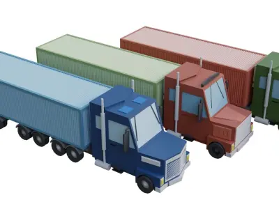 Low Poly Cars and Trucks - 33 in 1 Pack lowpoly Low-poly 3D model