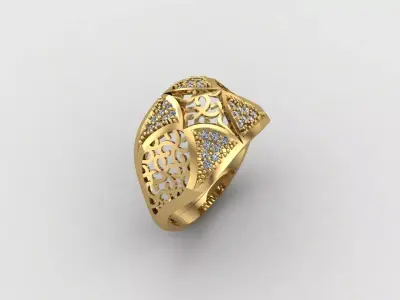 Women Ring With Stone Diamond Ready STL 3DM Models Womens Rings 3D print model 18