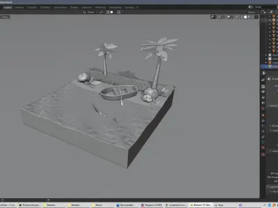 Tropical scene in Blender Free 3D model