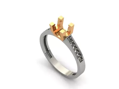 Solitaire Engagement Ring Diamond Women Ring Stone 3D print STL 3D print model