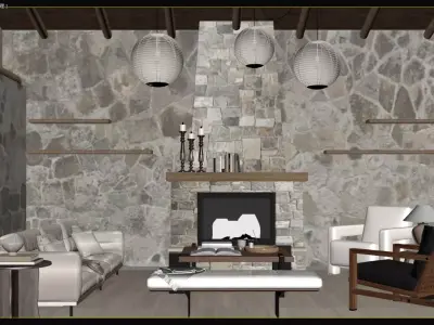 Livingroom and Kitchen 3D model