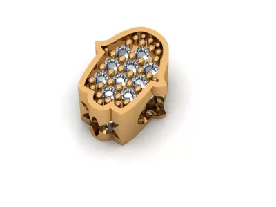 Jewelry gold hamsa charm with diamonds 3D print model