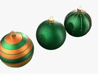 Christmas Tree Ornament Set2 - Green Orange 3D model