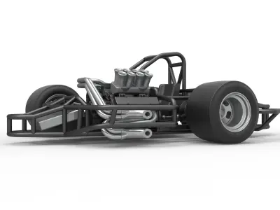 Supermodified 3-to-1 race car Base Scale 1 to 25 3D print model