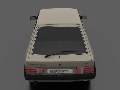 Escort mk3 1981 3-door Liftback Low-poly 3D model