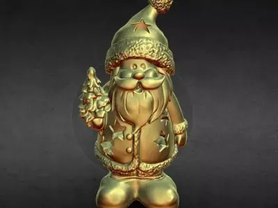 santa holding tree lighted decoration 3D model