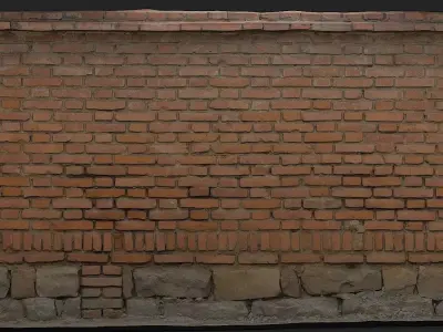 Red Brick Wall 007 3D model