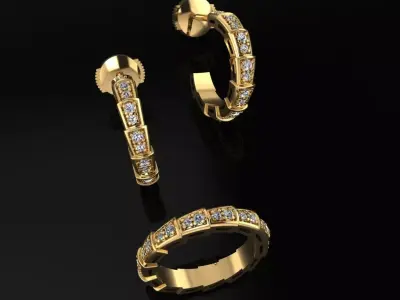 Bvlgari Serpenti Ring and Earrings  3D print model