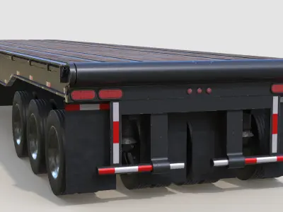 Tridem Oilfield Float Trailer Low-poly 3D model