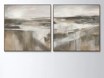 Plaster two square photo frames 35 Low-poly 3D model