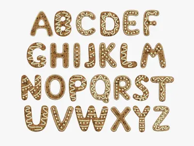 Decorated alphabet letters 01 3D model