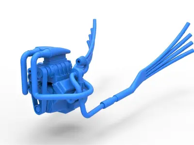 Turbo Engine V8 from Nux car Scale 1 to 25 3D print model