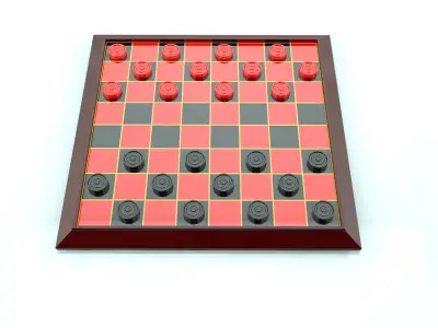 Checkers Board Game 3D model