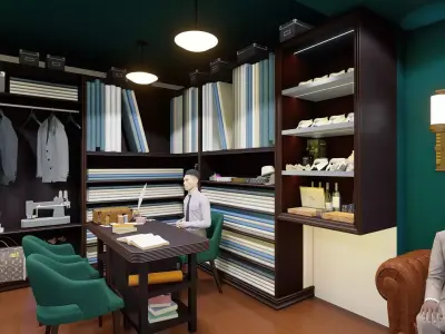 Kingsman-Tailored cloth shop Low-poly 3D model